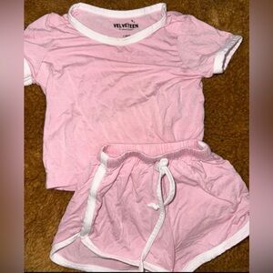 Velveteen bamboo Pink Shorts Lounge Set